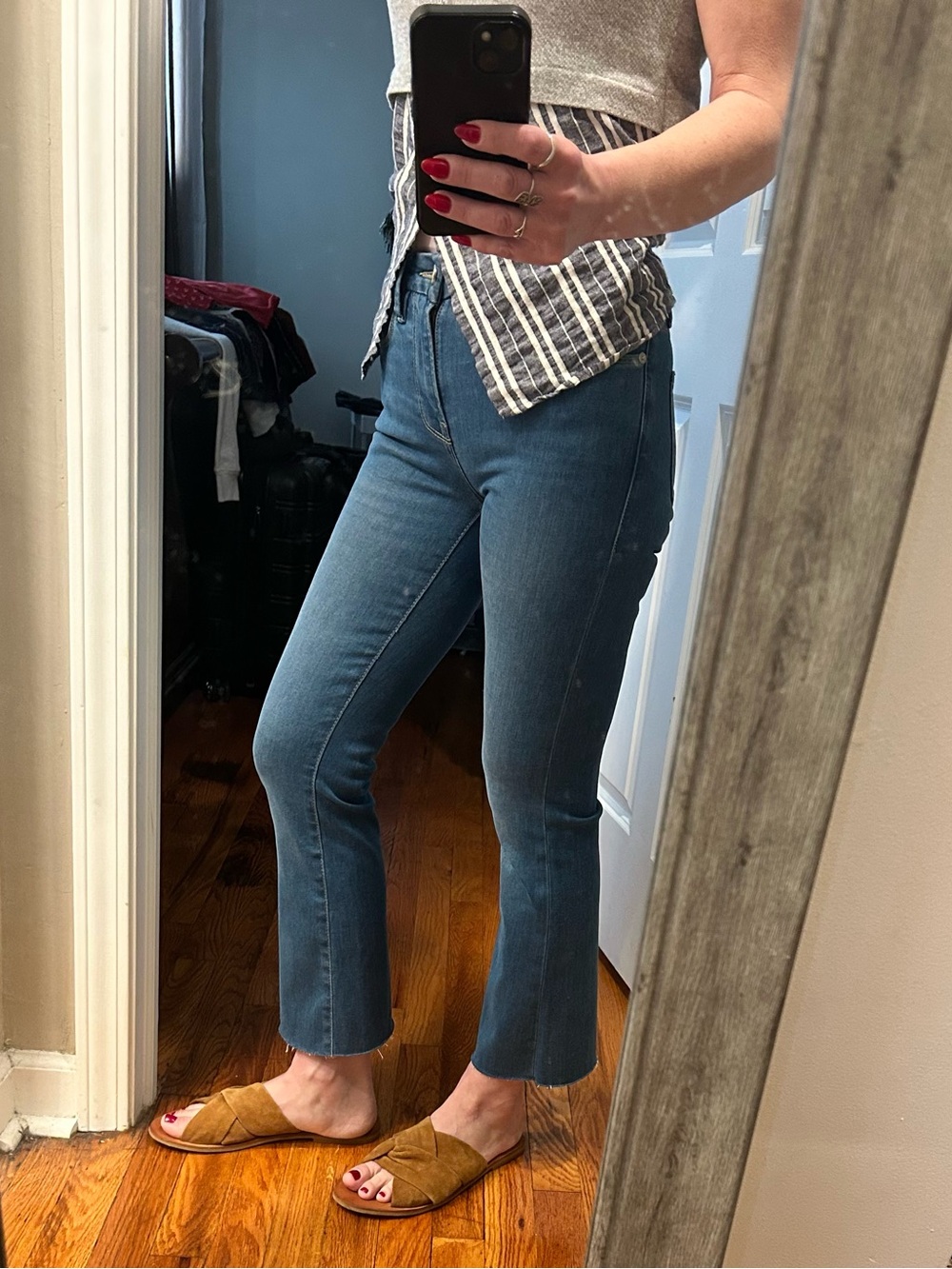 EUC Frame Denim Le Crop Mini Boot Ankle Fray Stretch Jeans in Randall